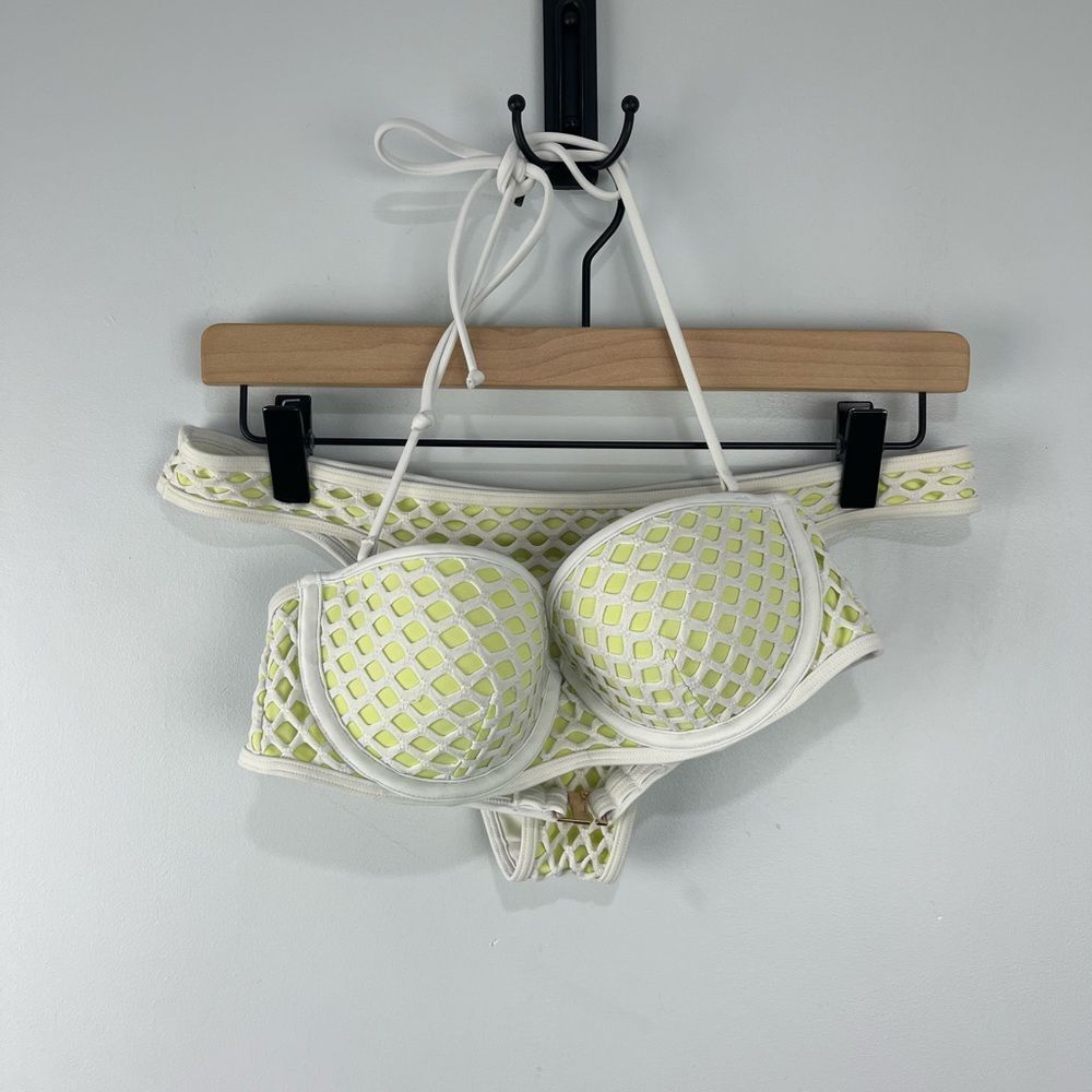 Victoria’s Secret Green & White The Itsy 2 Piece Cheeky Bikini 34B